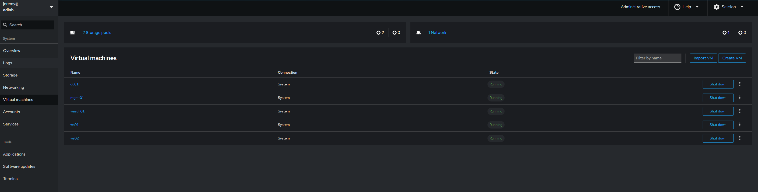 Cockpit VM Management