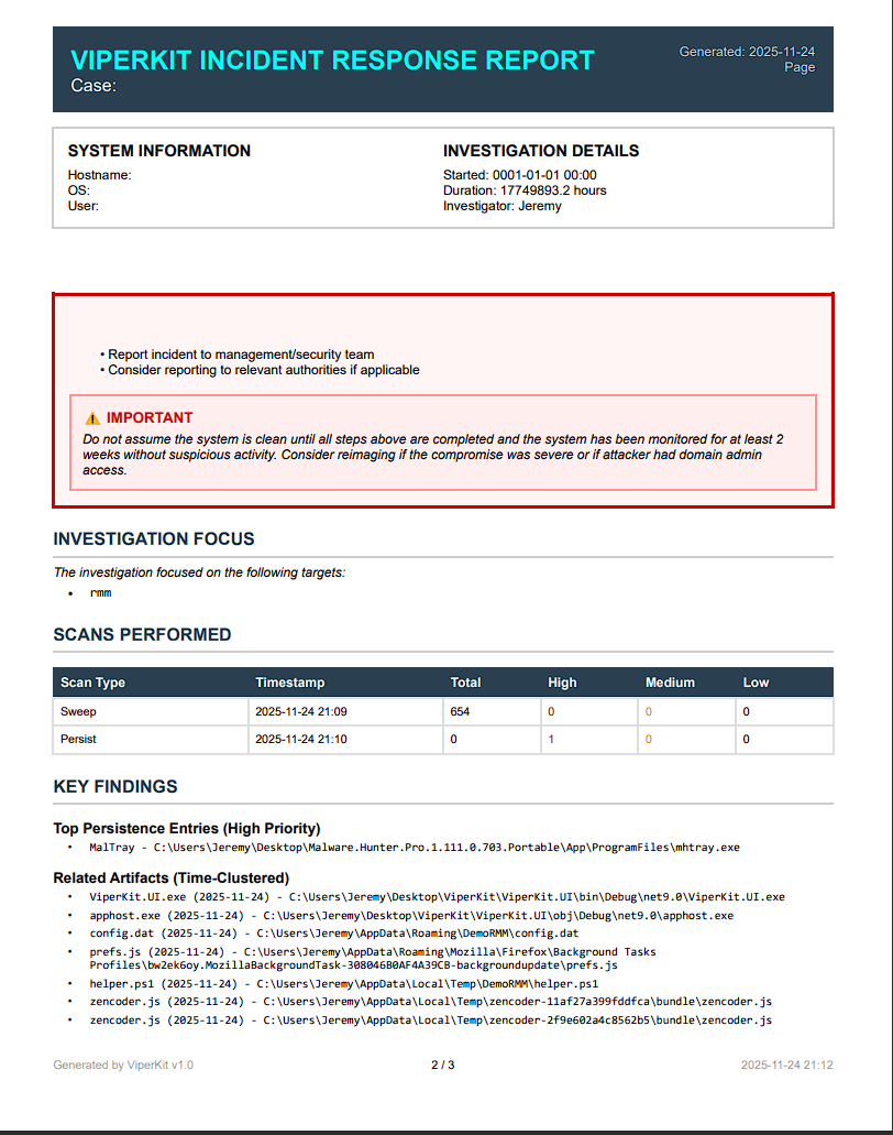PDF Report Output