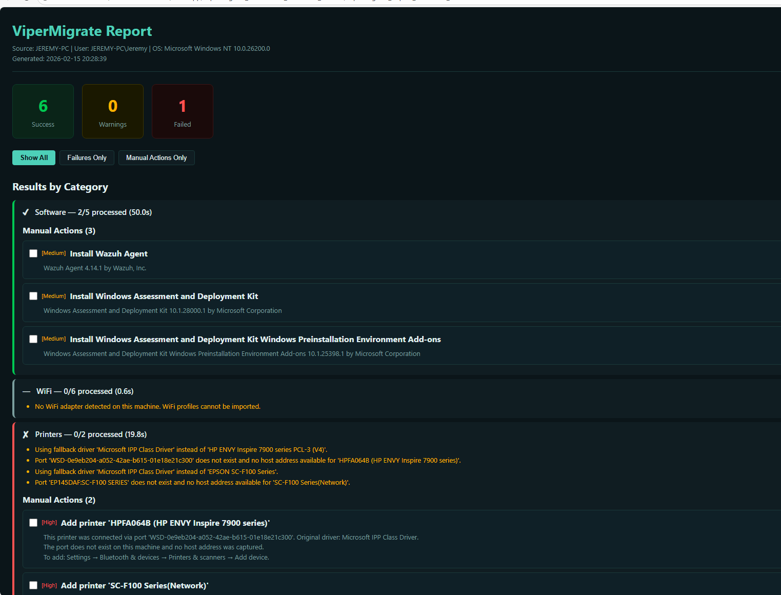 Migration Report